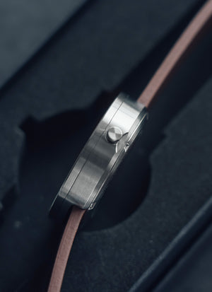 B202 Watch, Silver Case, White Dial, Calendar, Leather Strap - Brown - BIJOUONE