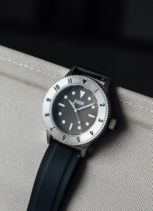 C01 Watch, Brushed Silver Case, Black Dial, Sapphire Crystal Glass, Luminous, Fluoroelastomer Strap