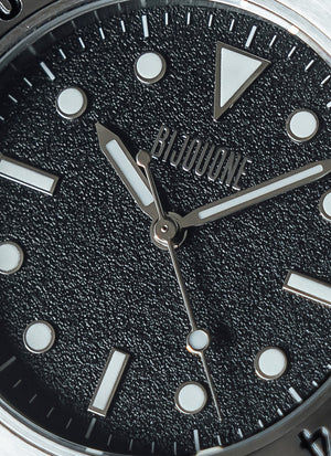 C01 Watch, Brushed Silver Case, Black Dial, Sapphire Crystal Glass, Luminous, Fluoroelastomer Strap