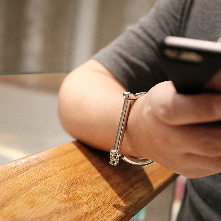 Classic Screw Cuff Bracelet, Silver - BIJOUONE