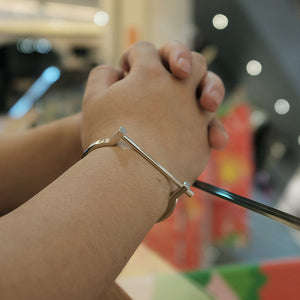 Modern Screw Cuff Bracelet, Silver - BIJOUONE