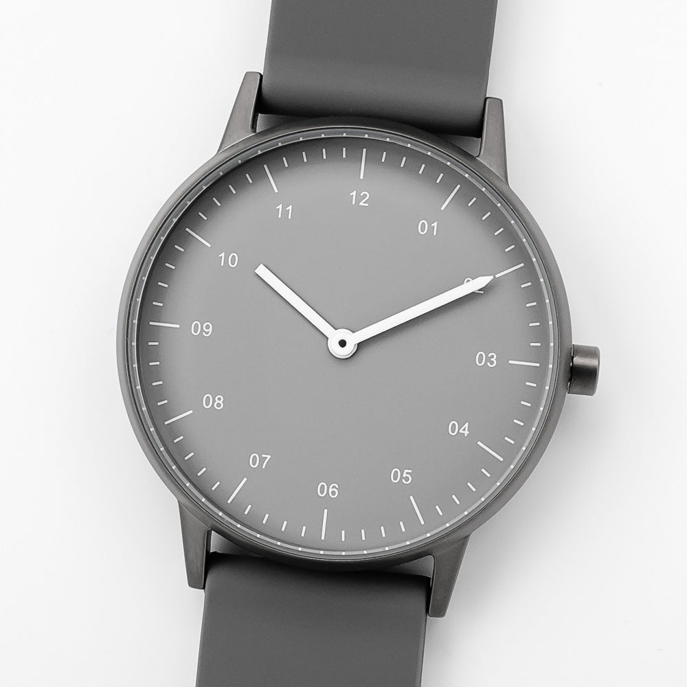 B40 Watch, Gunmetal Case, Gray Dial, Rubber Strap - Gray