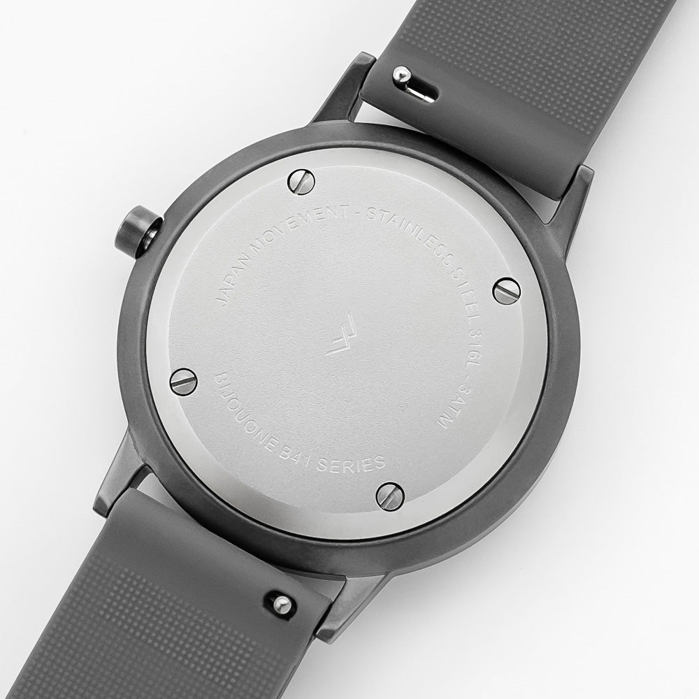 B40 Watch, Gunmetal Case, Gray Dial, Rubber Strap - Gray