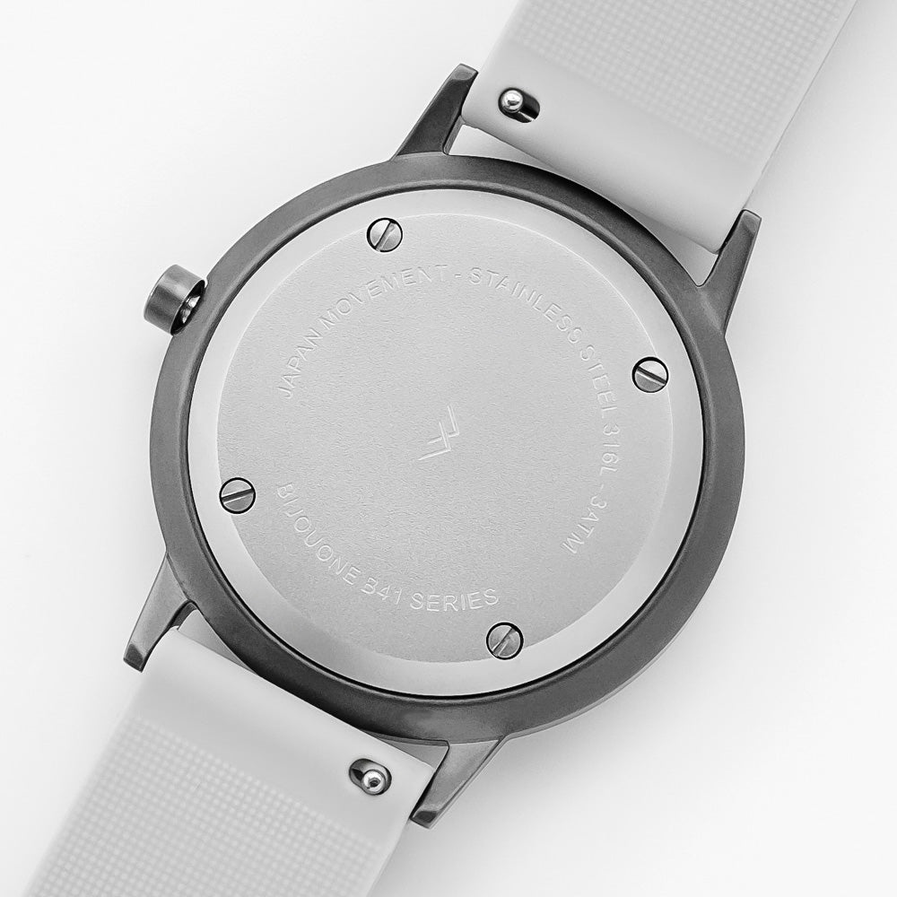 B40 Watch, Gunmetal Case, Gray Dial, Rubber Strap - Light Gray