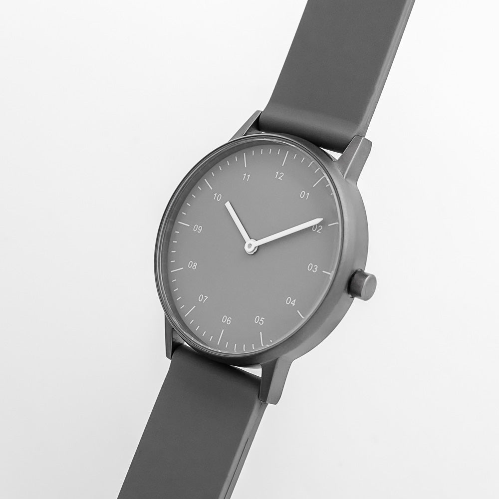 B40 Watch, Gunmetal Case, Gray Dial, Rubber Strap - Gray