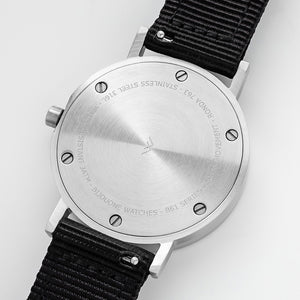 B60 Watch, Silver Case, Silver Dial, Nylon Strap