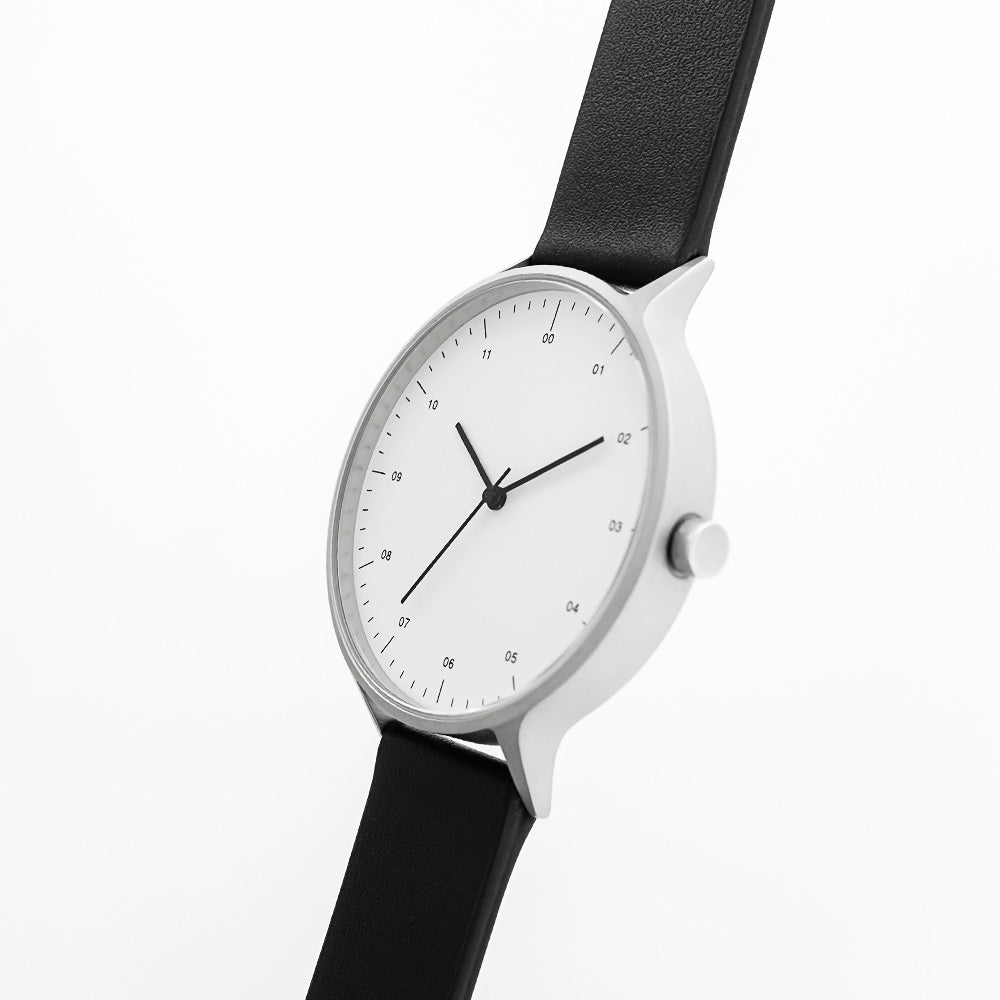 Black strap 2025 silver face watch