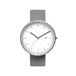 B202 Silver/White Calendar Watch On Rubber Strap, Gray - BIJOUONE