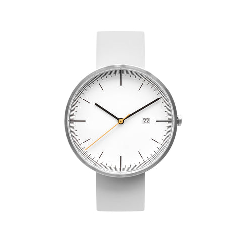 B202 Silver/White Calendar Watch On Rubber Strap, Light Gray - BIJOUONE