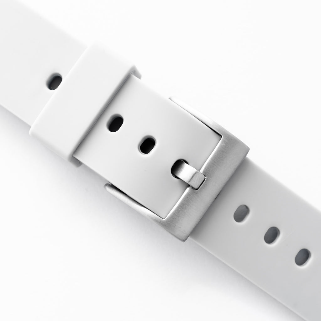 B001 Silver Watch On Rubber Strap, Light Grey - BIJOUONE