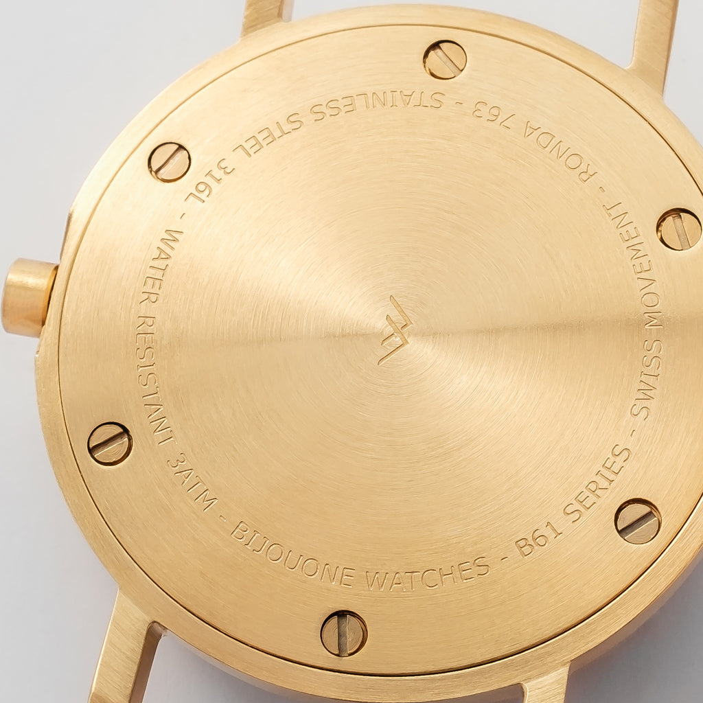 B60 Watch, Gold Case, Gold Dial, Rubber Strap - 0010-Lemon