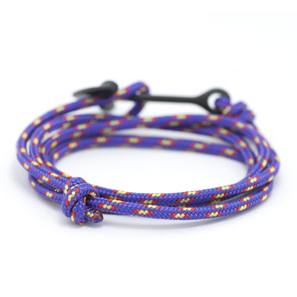 Matte Black Anchor On Purple Rope Bracelet - BIJOUONE