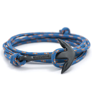 Matte Black Anchor On Caribbean Rope Bracelet - BIJOUONE
