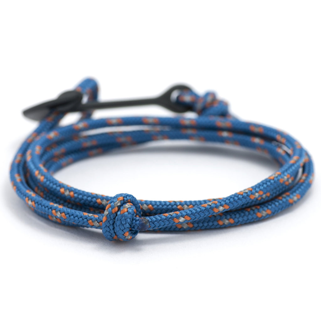 Matte Black Anchor On Caribbean Rope Bracelet - BIJOUONE