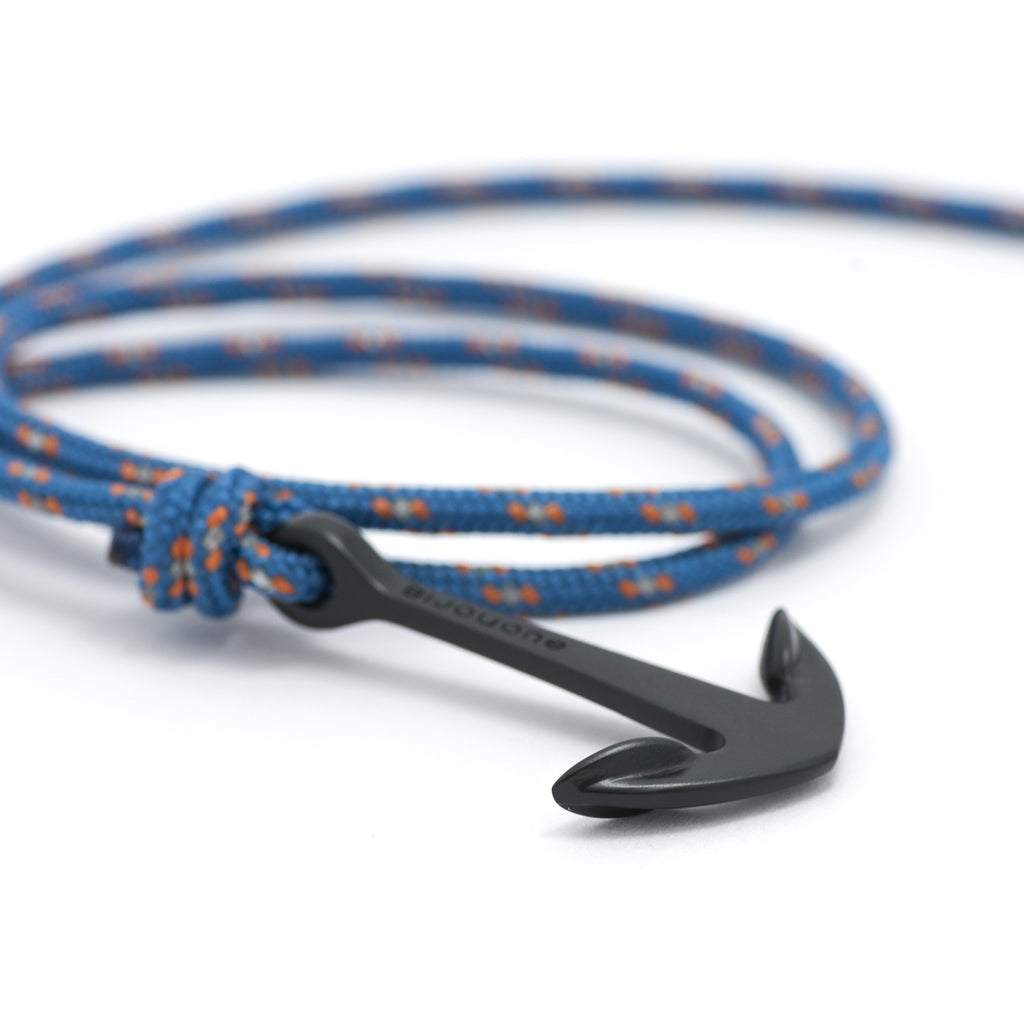 Matte Black Anchor On Caribbean Rope Bracelet - BIJOUONE