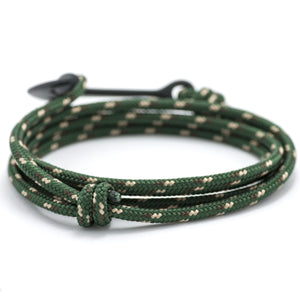 Matte Black Anchor On Hunter Green Rope Bracelet - BIJOUONE