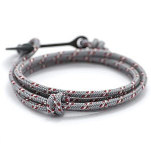 Matte Black Anchor On Gray & Red Rope Bracelet - BIJOUONE