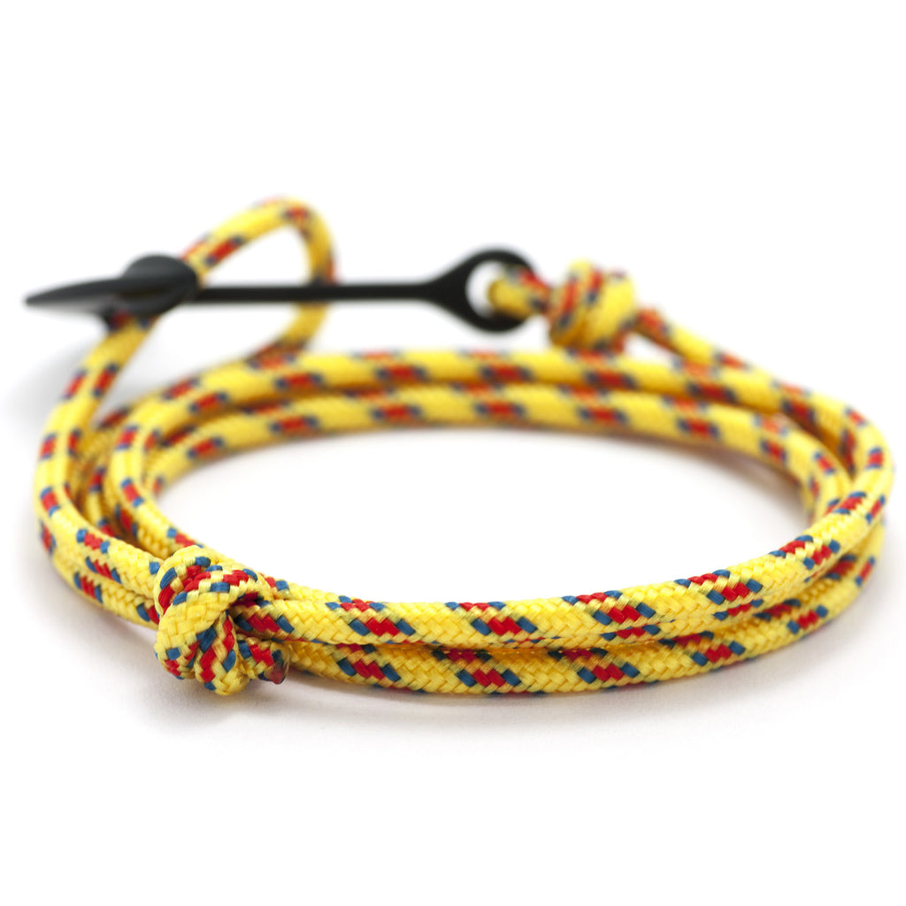 Matte Black Anchor On Yellow Rope Bracelet - BIJOUONE