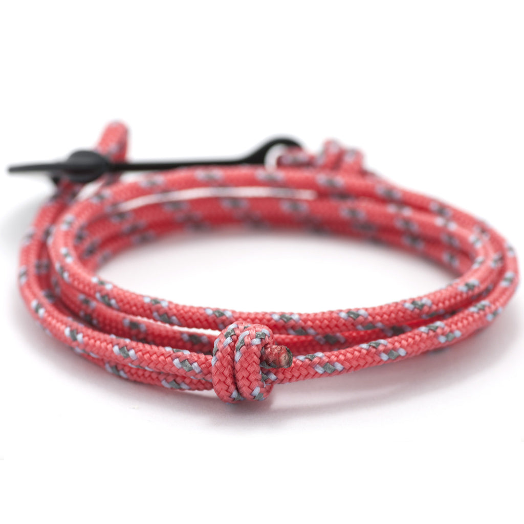 Matte Black Anchor On Salmon Rope Bracelet - BIJOUONE
