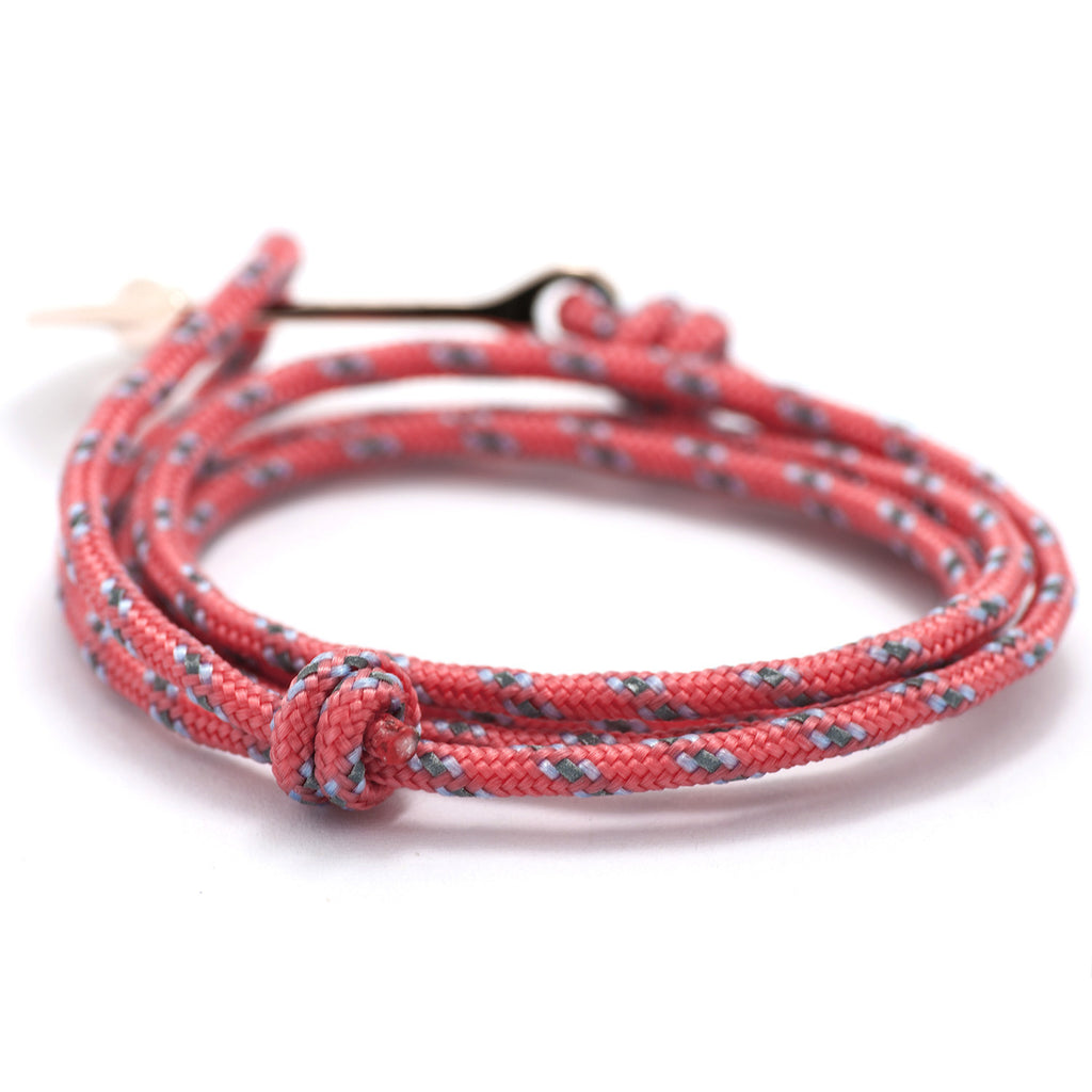 Rose Gold Anchor On Salmon Rope Bracelet - BIJOUONE