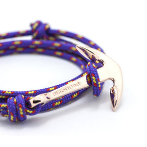 Rose Gold Anchor On Purple Rope Bracelet - BIJOUONE