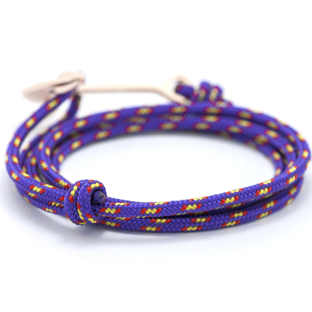 Rose Gold Anchor On Purple Rope Bracelet - BIJOUONE