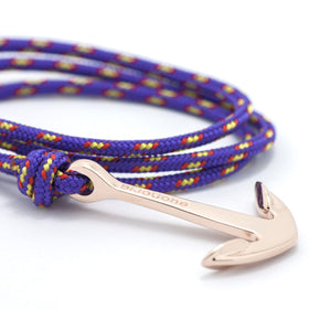 Rose Gold Anchor On Purple Rope Bracelet - BIJOUONE
