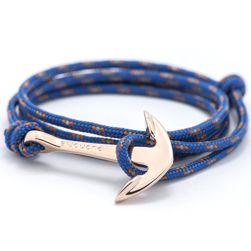 Rose Gold Anchor On Caribbean Rope Bracelet - BIJOUONE