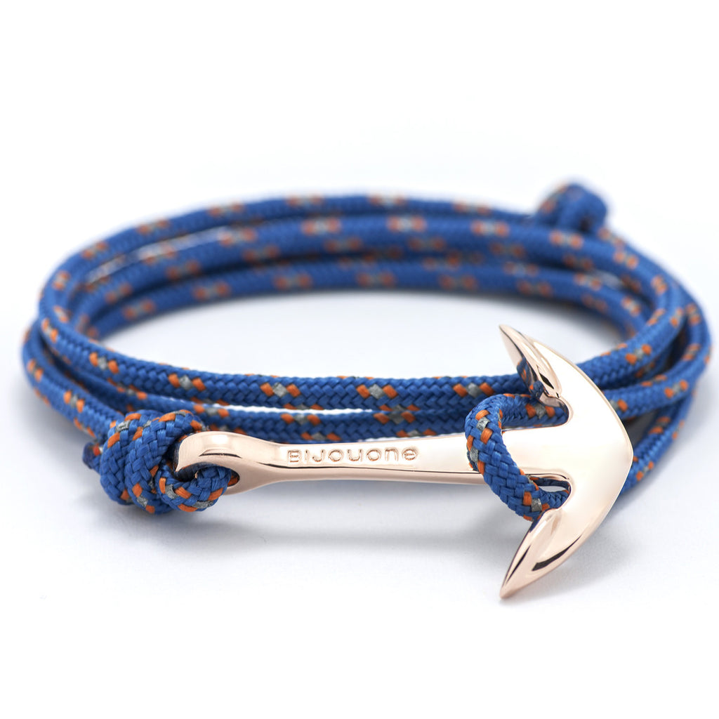 Rose Gold Anchor On Caribbean Rope Bracelet - BIJOUONE