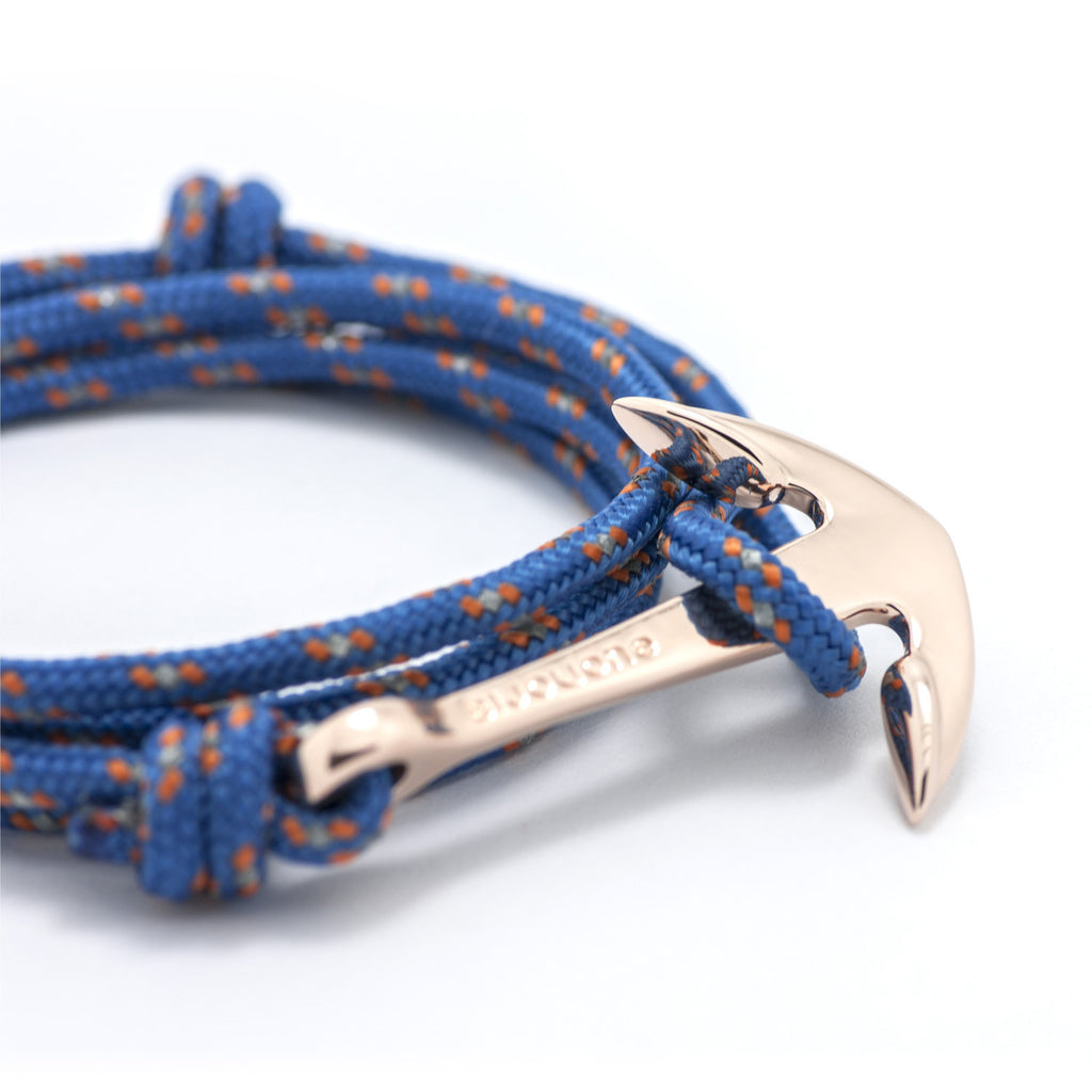 Rose Gold Anchor On Caribbean Rope Bracelet - BIJOUONE