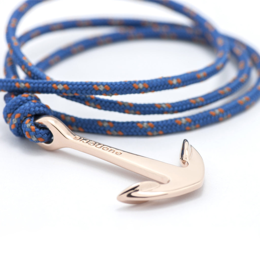 Rose Gold Anchor On Caribbean Rope Bracelet - BIJOUONE