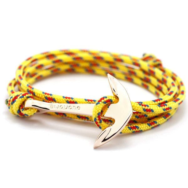 Rose Gold Anchor On Yellow Rope Bracelet - BIJOUONE