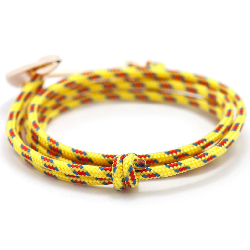 Rose Gold Anchor On Yellow Rope Bracelet - BIJOUONE