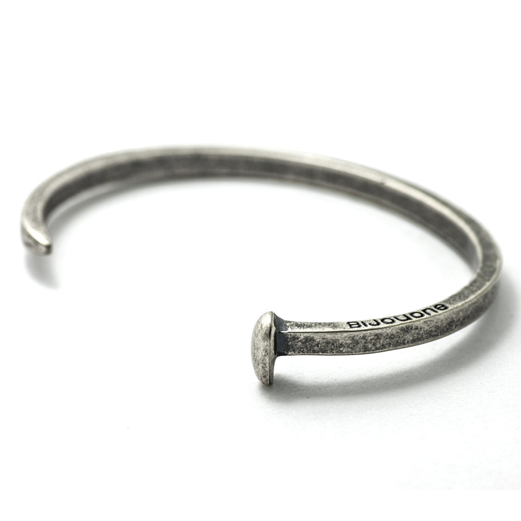 Skinny Railroad Spike Cuff, Antique Silver - BIJOUONE