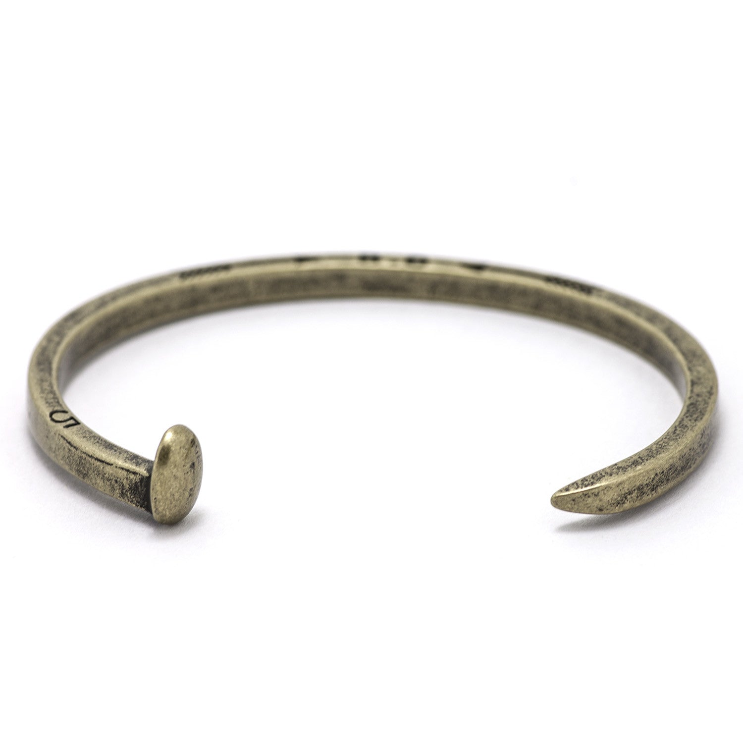 Skinny Railroad Spike Cuff, Antique Brass