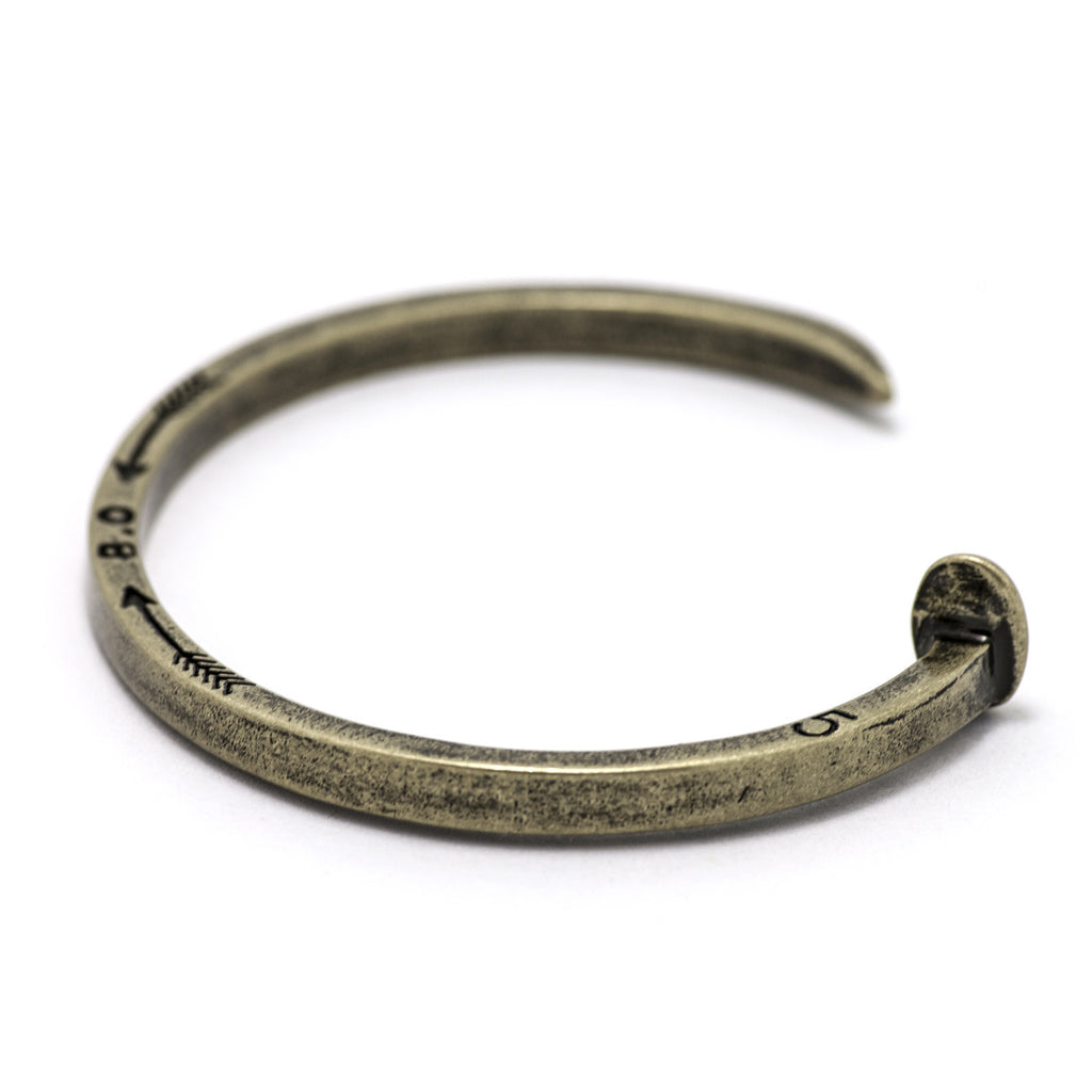 Skinny Railroad Spike Cuff, Antique Brass - BIJOUONE