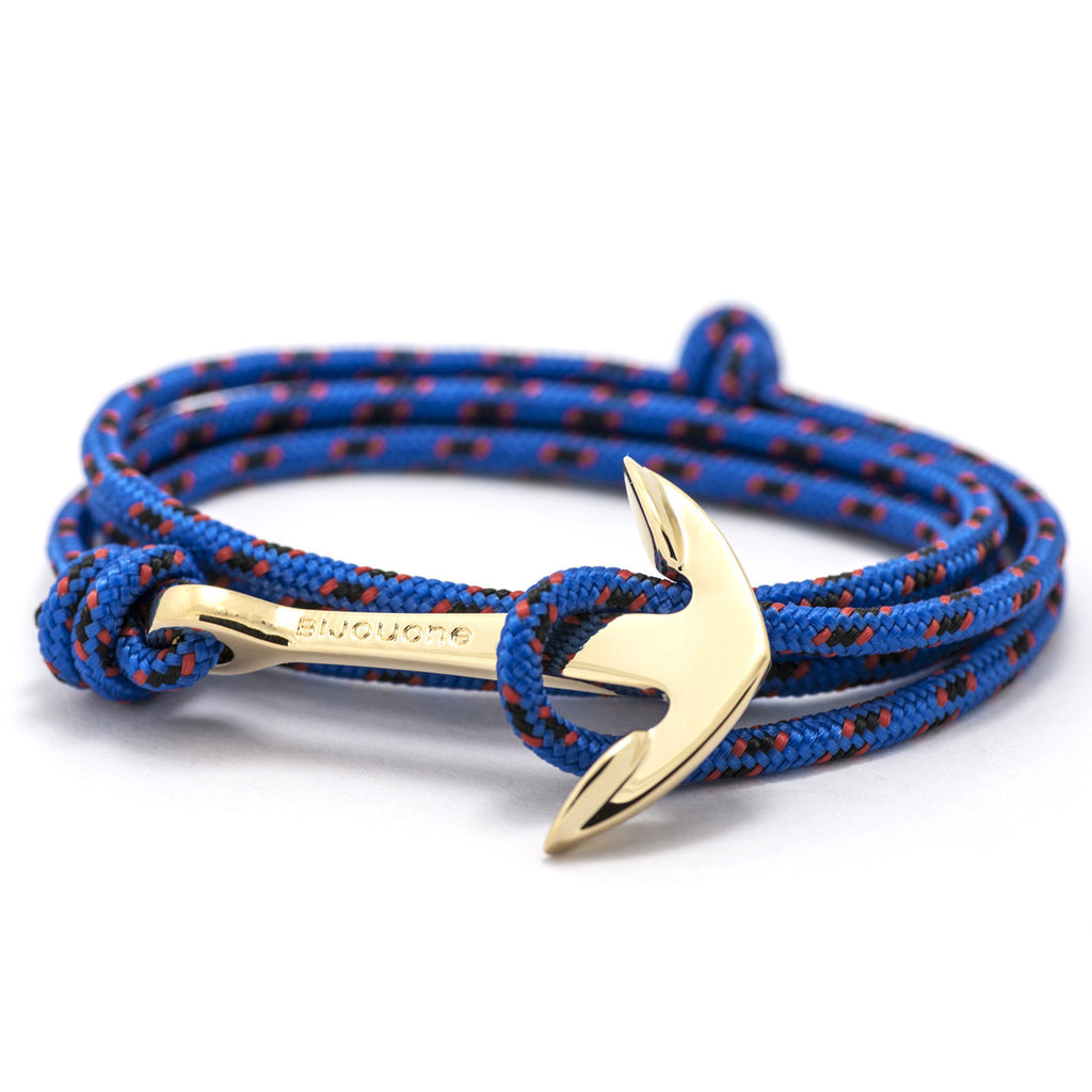 Gold Anchor On Blue & Red Rope Bracelet - BIJOUONE