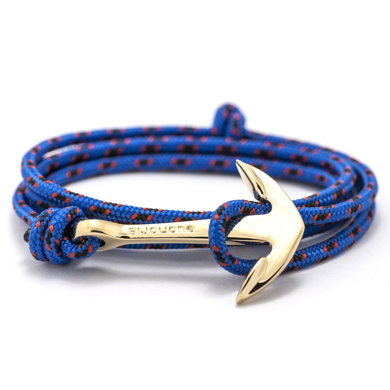 Gold Anchor On Blue & Red Rope Bracelet - BIJOUONE