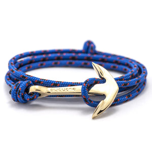 Gold Anchor On Blue & Red Rope Bracelet - BIJOUONE