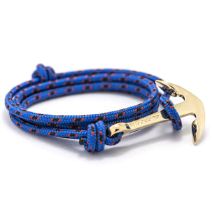 Gold Anchor On Blue & Red Rope Bracelet - BIJOUONE