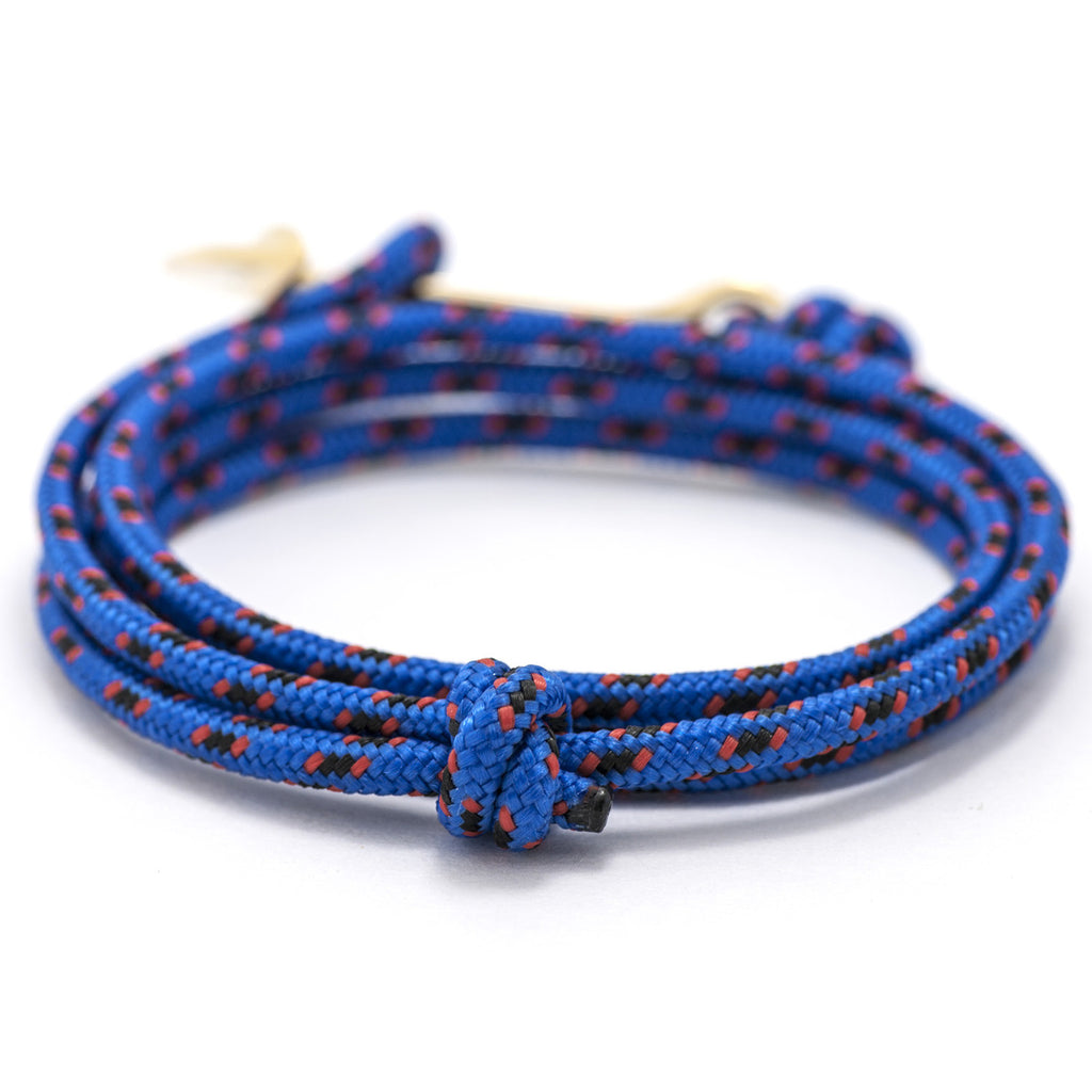 Gold Anchor On Blue & Red Rope Bracelet - BIJOUONE