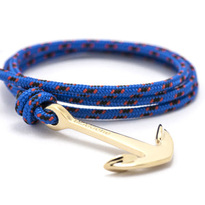 Gold Anchor On Blue & Red Rope Bracelet - BIJOUONE