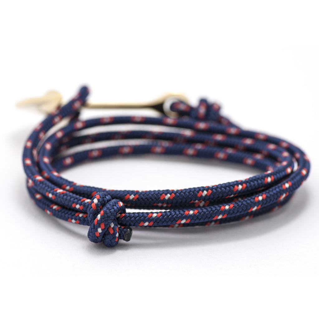 Gold Anchor On Navy Rope Bracelet - BIJOUONE