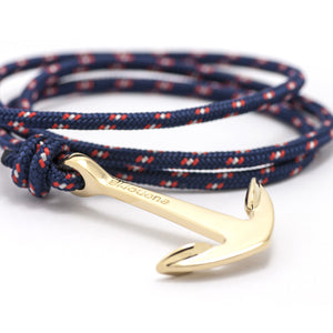 Gold Anchor On Navy Rope Bracelet - BIJOUONE