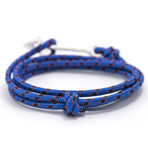 Silver Anchor On Blue & Red Rope Bracelet - BIJOUONE