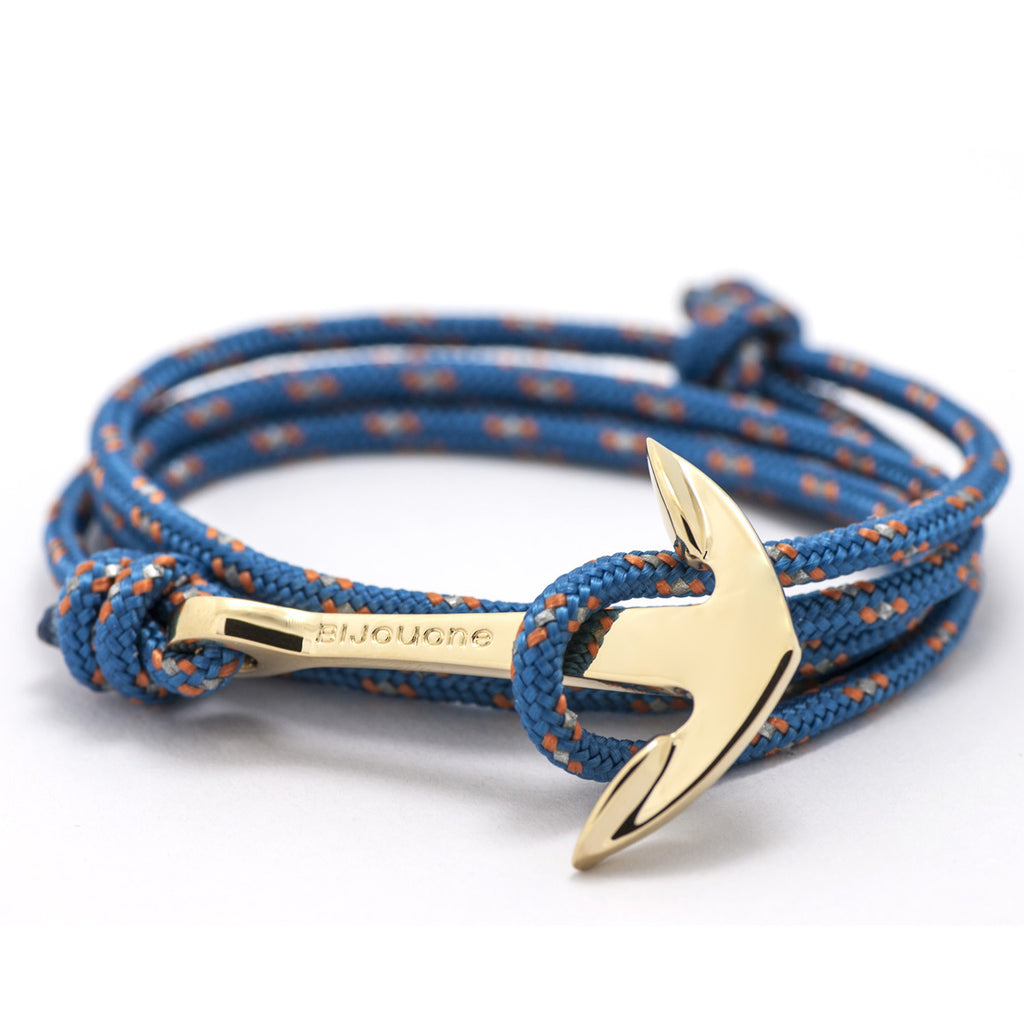 Gold Anchor On Caribbean Rope Bracelet - BIJOUONE