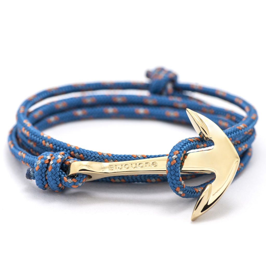Gold Anchor On Caribbean Rope Bracelet - BIJOUONE