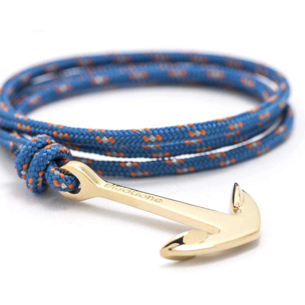 Gold Anchor On Caribbean Rope Bracelet - BIJOUONE