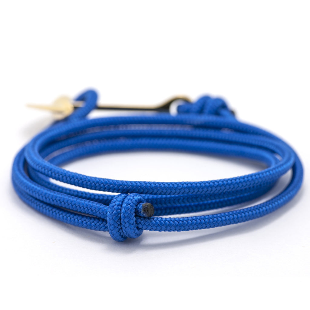 Gold Anchor On Solid Blue Rope Bracelet - BIJOUONE