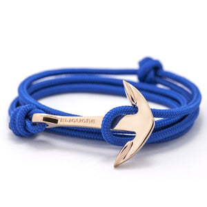Rose Gold Anchor On Solid Blue Rope Bracelet - BIJOUONE